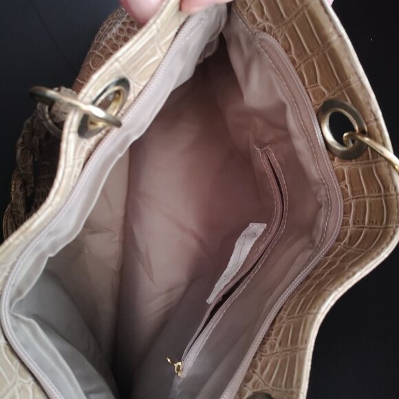 Jessica Simpson Reptile Print Faux Leather Tan Lined Handbag - Picture 5 of 8